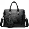 Briefcases Men's Brand Crocodile Pattern Designer Alligator PU Leather Handbag Business Office Laptop Bag Male Vintage Tote 20271z