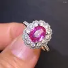 Cluster-Ringe Saphir-Ring Feiner Schmuck 18 Karat Gold Natürlich Unheat Pink 1,57 ct Edelstein Diamanten Weibliche Hochzeit