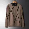 Męskie swetry 2023 Wysokiej klasy marka mody Koszulka kołnierzyka sweter męski projektant odzieży geometrii jesienne zima swoboda koreańska