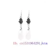 Pendientes colgantes Jade Gota de agua Joyería de piedra Blanco 925 Plata Mujeres Calcedonia china Diseñador Piedras preciosas Moda Encantos naturales