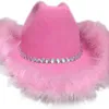 Bérets Bachelorette Party Hat Plume de mariée Cowboy Cowgirl Fedoras Vente en gros