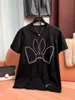 Designer New Women Tirm camiseta Família 2023 estilo baú bordado Rabbit redonda Menina de manga de pescoço solto Camiseta casual