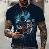 Yeni Yaz Dijital Baskı Yuvarlak Boyun Kısa Kollu T-Shirt Erkekler Astronot Erkekler