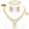 Wedding Jewelry Sets Dubai Gold Color Set For Women Luxury Quality Necklace Earrings Ring Bracelet 4PCS Party Gift 231130