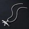 Collier pour hommes de chaîne à maillons cubains style Hip hop plein de diamants AK47 pendentif dominateur de mitrailleuse pour hommes marque à la mode long accessoire créatif collier Hip Hop bijoux pour hommes