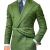 Men's Suits Blazers Custom Made Green/Red/Blue/Purple Blazer Trousers Double-Breasted Men'S Wedding Suits Sets 2pcs Jacket Pants Party Wear Clothing 231127