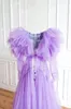 Casual Dresses Real Pos Lavender Maternity Gown For Poshoot Sheer See Thru Ruffles Tulle Dress Women Robes Baby Shower