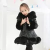 Vestes 2023 hiver enfants filles PU cuir Patchwork fausse fourrure col doudoune manteau enfants épais chaud à capuche Parkas vêtements d'extérieur W31 231130