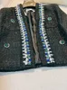 2024 Frühling Schwarz Perlen Tweed Jacke Schlank Stil Langarm V-ausschnitt Blau Strass Klassische Jacken Mantel Kurze Outwear H3N261516