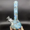 El tubo de agua que fuma del silicón de la cachimba que brilla en la oscuridad de 7 pulgadas Bong el pelele con el cuenco de cristal de 14m m azul