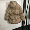 Trenchs pour femmes automne/hiver taille dessiner plissé mince coton rembourré veste porter mode décontracté à capuche Long manteau haut 6884