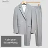 Ternos masculinos blazers (blazer + calças) moda de alta qualidade casual terno masculino estilo coreano ajuste jaqueta calças 2 peças conjunto vestido de casamento festa S-5XLL231130