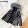 Vestes pour femmes Orwindny cordon mince mode Parkas hiver femmes bureau dame chaud neige porter grand col de fourrure manteaux imperméables femme 231129