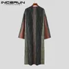 Vêtements ethniques INCERUN 2023 Style musulman Jubba Thobe Hommes Double Poche Design Robe Casual Mode Dark Plaid Stripe Long Kaftan S-5XL