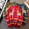 Женские свитера, рождественский мультфильм, милый свитер с изображением лося, женский и мужской хипстерский осенне-зимний утолщенный теплый трикотаж для пар, одежда Y2k, верхние пуловеры 231129