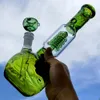 Sigara Cam Bong 10 inç nargile su borusu Bong Grenn Art Bubbler Bongs w/ 14mm kase