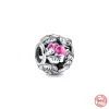 925 charm beads accessories fit pandora charms jewelry Wholesale Spring Fine Pink Flower Friend Clip Curled Caterpillar Bead