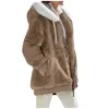 Kadın ceket kış moda ceket gündelik kapüşonlu fermuar bayanlar giyim kaşmir sonbahar kadın polar ceket düz renkli ceket 231129