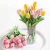 Getrocknete Blumen 510 Stück künstlicher Tulpenstrauß PE gefälschte Hochzeit Gartendekoration Outdoor Home Vase Dekor Pflanzen 231130