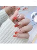 مسامير زائفة 24pcs/مجموعة ضغوط على Ballet Long Star Fire Cover Cover Cover Diy Glue Lradient Sky French Manicure