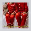 Pajamas Winter Sleepwear Family Christmas Matching Pajamas مجموعة Red Velvet Pajamas Kids Closy Girls Women Baby Babyrens PJS 231129