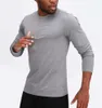 Respirável casual lu masculino yoga outfit esportes manga longa camiseta estilo esporte masculino colarinho botão camisa treinamento roupas de fitness elástico secagem rápida wear running yoga wear