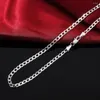 Catene 925 collana in argento sterling 18/09/20/22/24/26/28/30 pollici 4 mm catena laterale a pieno