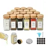 Storage Bottles 6Pcs Glass Spice Jars With Bamboo Lid Seasoning Containers Salt Pepper Shakers Organizer Kitchen Jar Set