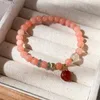 Strand Design Sense Pink Peach Shaped Agate Beads Opal Bracelets Elegant Sweet Charm Pendant Bracelet For Woman Girls Jewelry Gifts