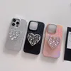 Love Diamond Heart Laser Case для iPhone 13 Pro Max 12 Promax Fashion Covers Iphone14pro плюс 14promax Полная защита от крышки Shocker Shoper Case с держателем кольцевого стента