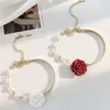 Naszyjniki wisiorek moda biały naszyjnik kwiatowy dla kobiet Pearl Crystal Butterfly Choker Rose Eleganckie imprezowe akcesoria biżuterii