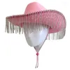 Berets Cowgirl Hats Shimmering Tassels Bachelorette Party Panama Hat dla panny młodej