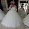Ball Gown Lace White Wedding Dress Country Style V Neck Floor Length Tulle Appliques Garden Bridal Dress For Women Illsuion Lace Sleeve Farm Vestidos De Novia 2024