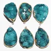 Pendant Necklaces Natural Stone Irregularity Blue Crystal Druse Tooth Agate Light Necklace Reiki Charms Jewelry Accessories Wholesale 5Pcs