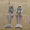 Charms 2pcs/Lot 18x75mm Retro Style Arm Adjustable Mermaid Skeleton Pendant Punk Necklaces DIY Charm Metal Jewelry Crafts Making