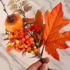 Simulation de fleurs décoratives, boutures de baies de citrouille, branche artificielle, pour Thanksgiving, récolte d'automne, accessoires de décoration de Table pour la maison