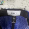 Rhude Designer Blue Letters Crown Embroidery RHUDE HAT MEN MEMS ADAGHTABLE日スクリーンメッシュパッチワーク野球キャップファッション高品質の潮ブランドRHUDE CAPS 3447