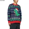 Herrtröjor Iootiany Men Autumn Party Holiday Pullovers 3D Printed Loose Sweatshirts Top Funny Cute Cartoon Dinosaur Ugly Christmas Sweater 231130