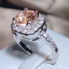 Cluster Ringe Romantische Champagner Farbe Zirkonia Ring Geometrische Quadratische Weißgold Schmuck Party Hochzeit 925 Stempel Großhandel