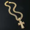 Hip Hop Cross Nuovo prodotto Collana a catena cubana unisex in lega versatile e creativa con diamanti