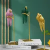 Dekorativa föremål Figurer Nordiska par papegoja skulptur hartsdjur hantverk ornament Bird Statyes for Decoration Home Desktop Decor 231130