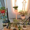 4 pçs macrame planta cabide artesanal tecido algodão planta titular parede pendurado plantador cesta para interior ao ar livre jardim pátio varanda c341c