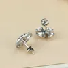 Pendientes de tuerca S para mujer, de Plata de Ley 925, flor, joyería Original auténtica, regalos de vacaciones