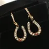 Neu gestaltete U-förmige halbrunde Ohrstecker Retro Bronze Perlendiamanten Ohrring Promi weibliche Frauen Punk Persönlichkeit Ohrringe239k