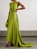 캐주얼 드레스 yeezzi 여성 세련된 우아한 인어 이브닝 드레스 2023 단색 소매가 가운 긴 사우디 아라비아 여성