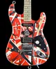 Heavy Relic Edward Van Halen Franken Stein elektrische gitaar Wit Zwart Gestreept Rood, Floyd Rose Tremolobrug borgmoer, speciale riemknop