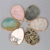 Pendanthalsband 1pc Natural Stone Slice Disc Shape Quartz Crystal Mineral Charms Tillbehör för smycken Making Halsband örhänge grossist