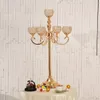 Gold Flower Vases Candle Holders Rack Stands Wedding Decoration Road Lead Table Centerpiece Pillar Party Event Candlestick imake872