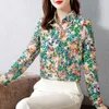 Blouses pour femmes Chemises élégantes Blouse imprimée florale Femmes Revers à manches longues Droite Soie Mode 2023 Automne Tops Taille M-4XLyolq