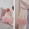 Kvällspåsar Luxy Moon Ladies Pink Handbag Pearl Clutch Bag Luxury Design Women Wedding Purse Feather Shoulder Messenger Bag ZD1509 230428